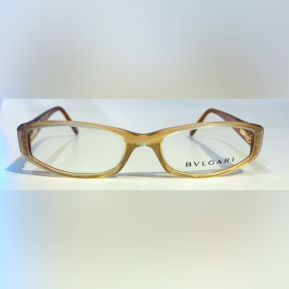 Gorgeous New Vintage BVLGARI Eyeglasses in Soft Gold with Logo Accents @ Temples